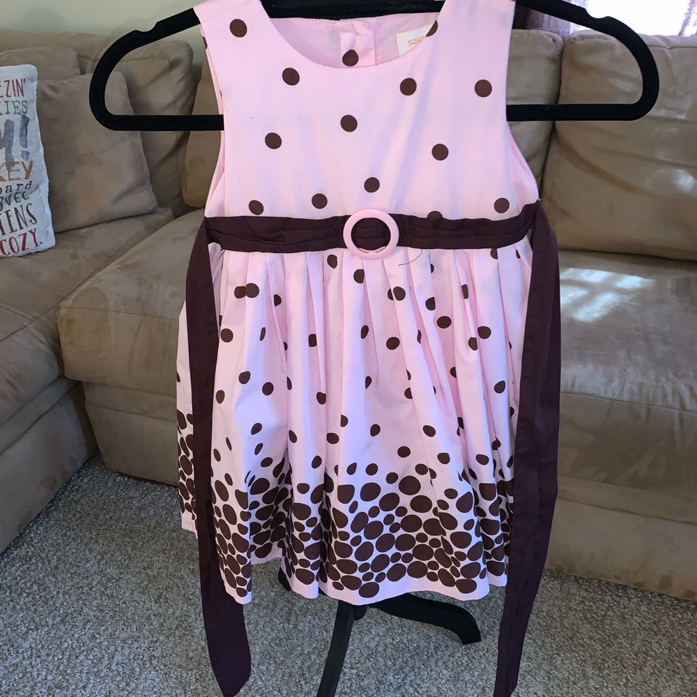 Pink and Brown Polka Dot Dress